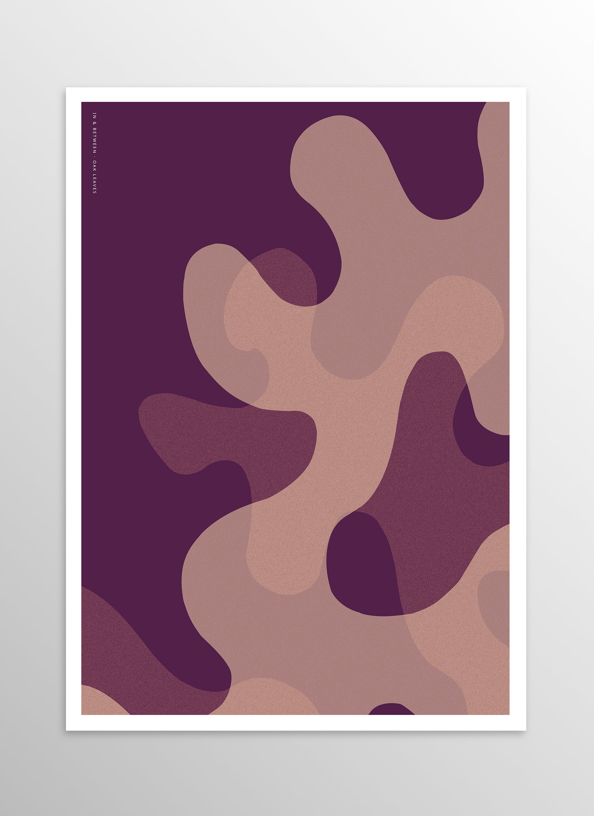 Art print of large warm violet oak leaf shapes