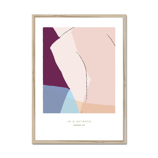 Lightly abstracted human shape turning. Overlapping transparent colours in natural wood frame.
