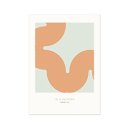 Soft curve of line-patterned movement red on green background.