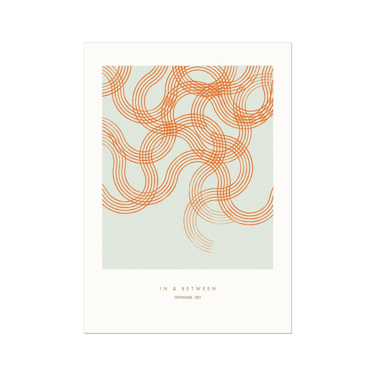 Soft curves of line patterned movements red on green background.