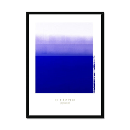 Art print depicting blue violet horizon in black frame.