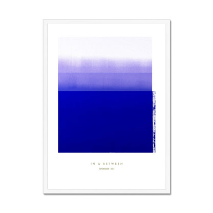 Art print depicting blue violet horizon in white frame.