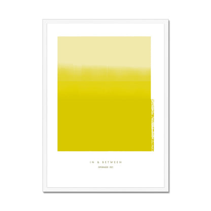 Art print depicting yellow horizon in white wood frame.